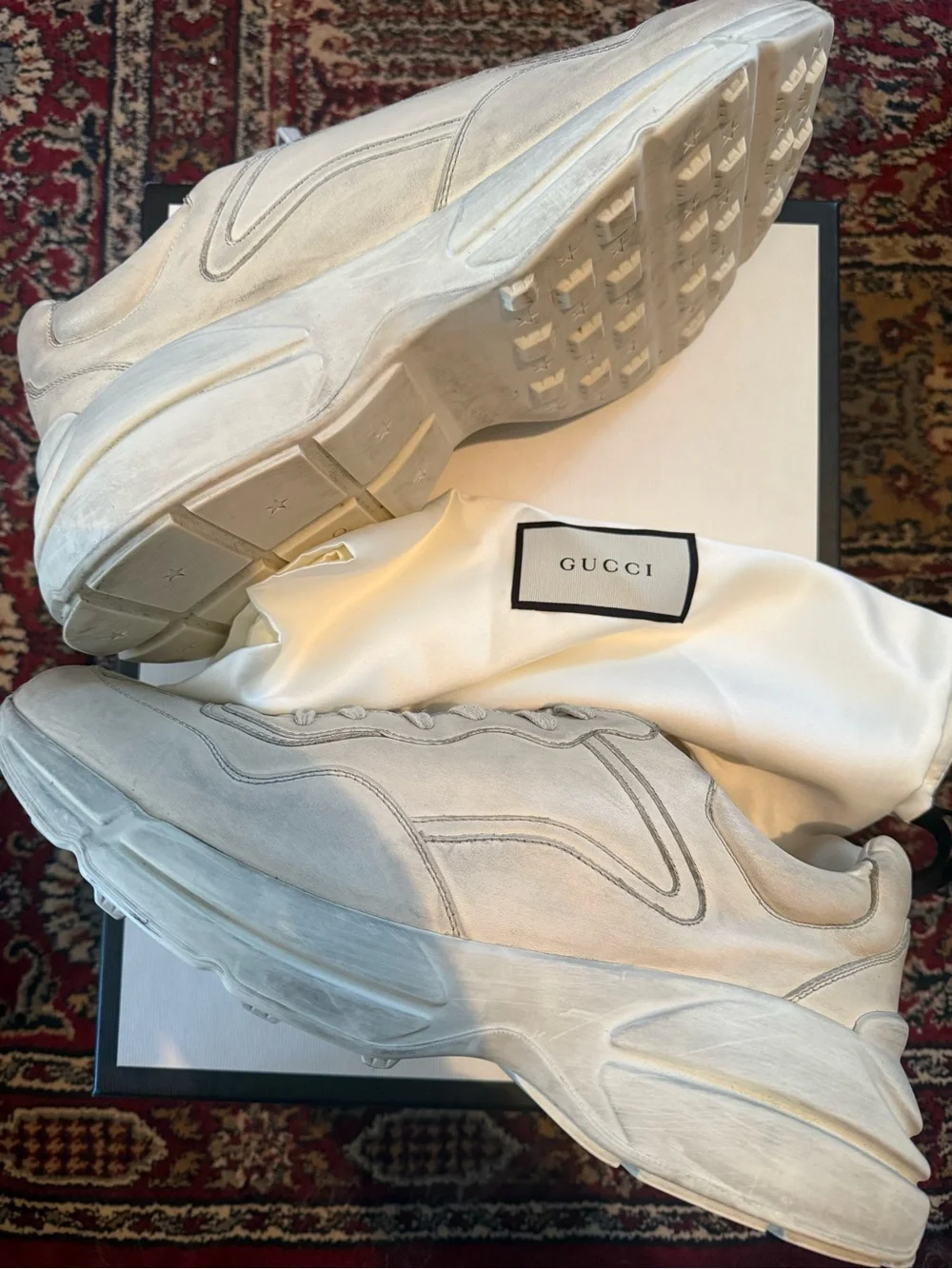 Gucci Rhyton Distressed - Men's Off-White Chunky Sneakers